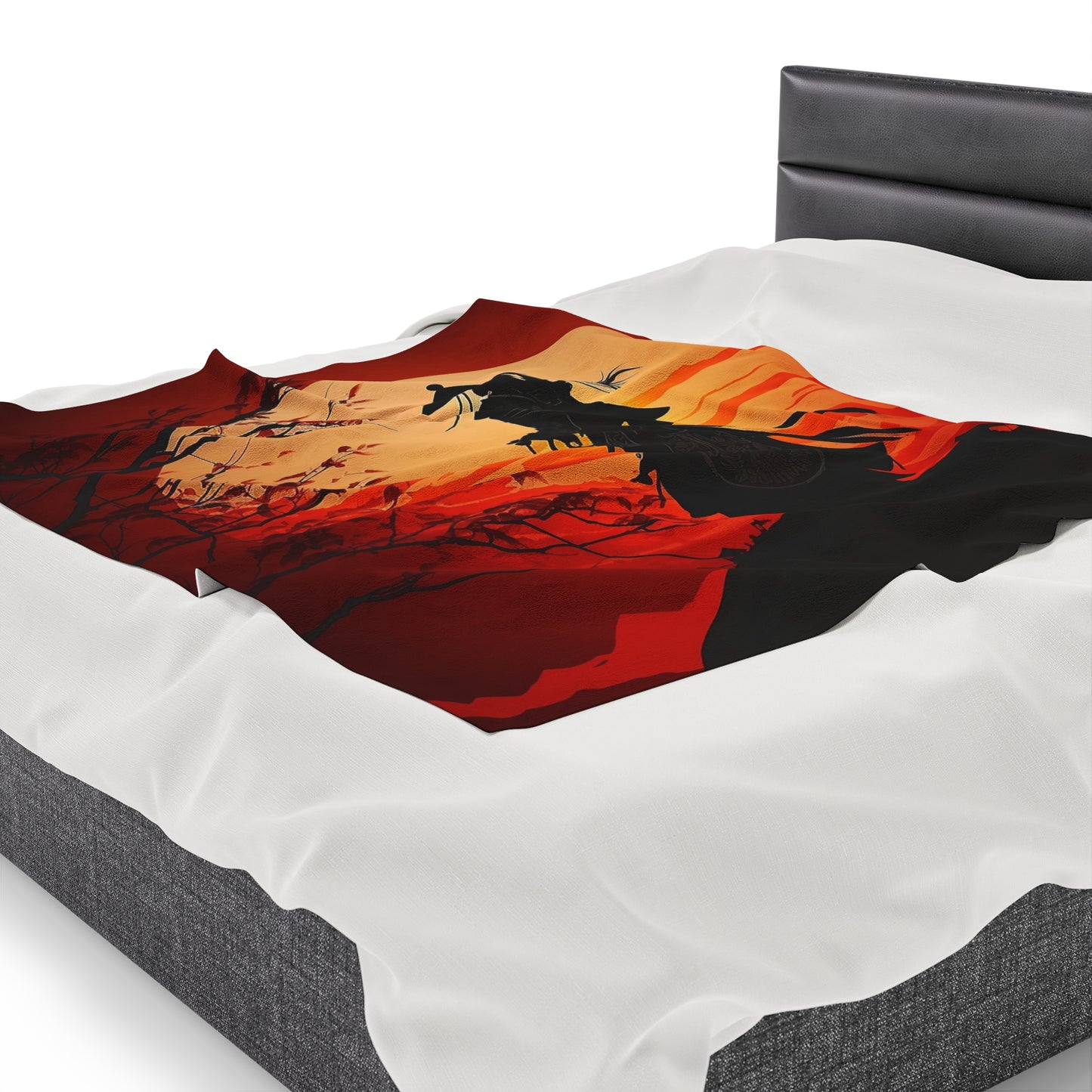 Mountain Sunset Velveteen Plush Blanket