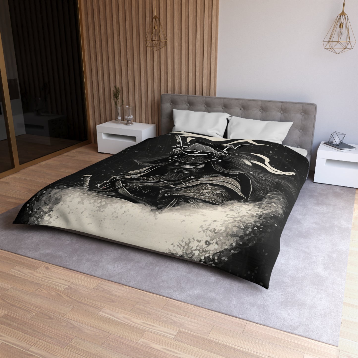 Bearded Samurai Microfiber Duvet Cover