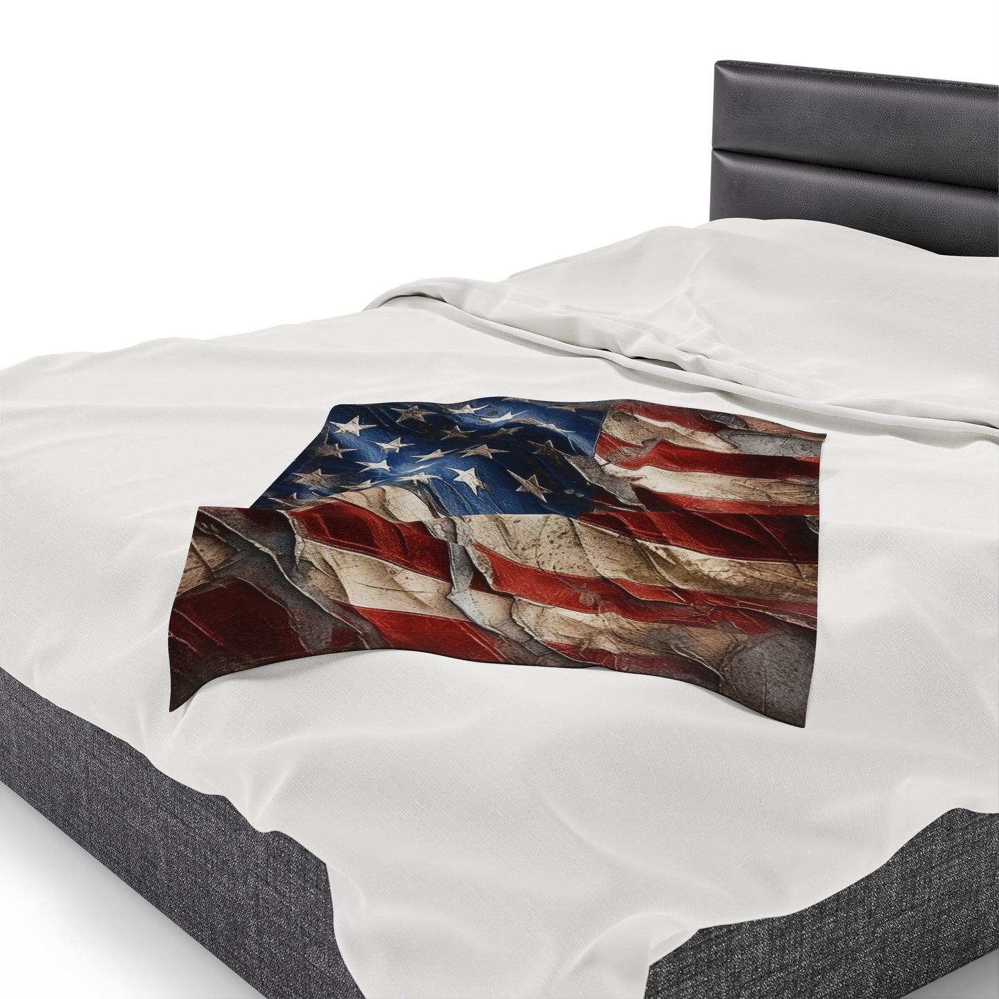 Distressed American Flag Velveteen Plush Blanket