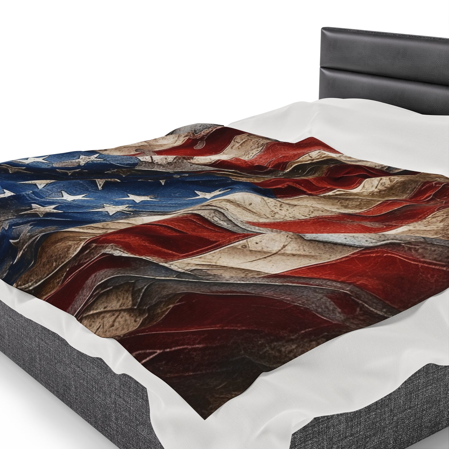 Distressed American Flag Velveteen Plush Blanket