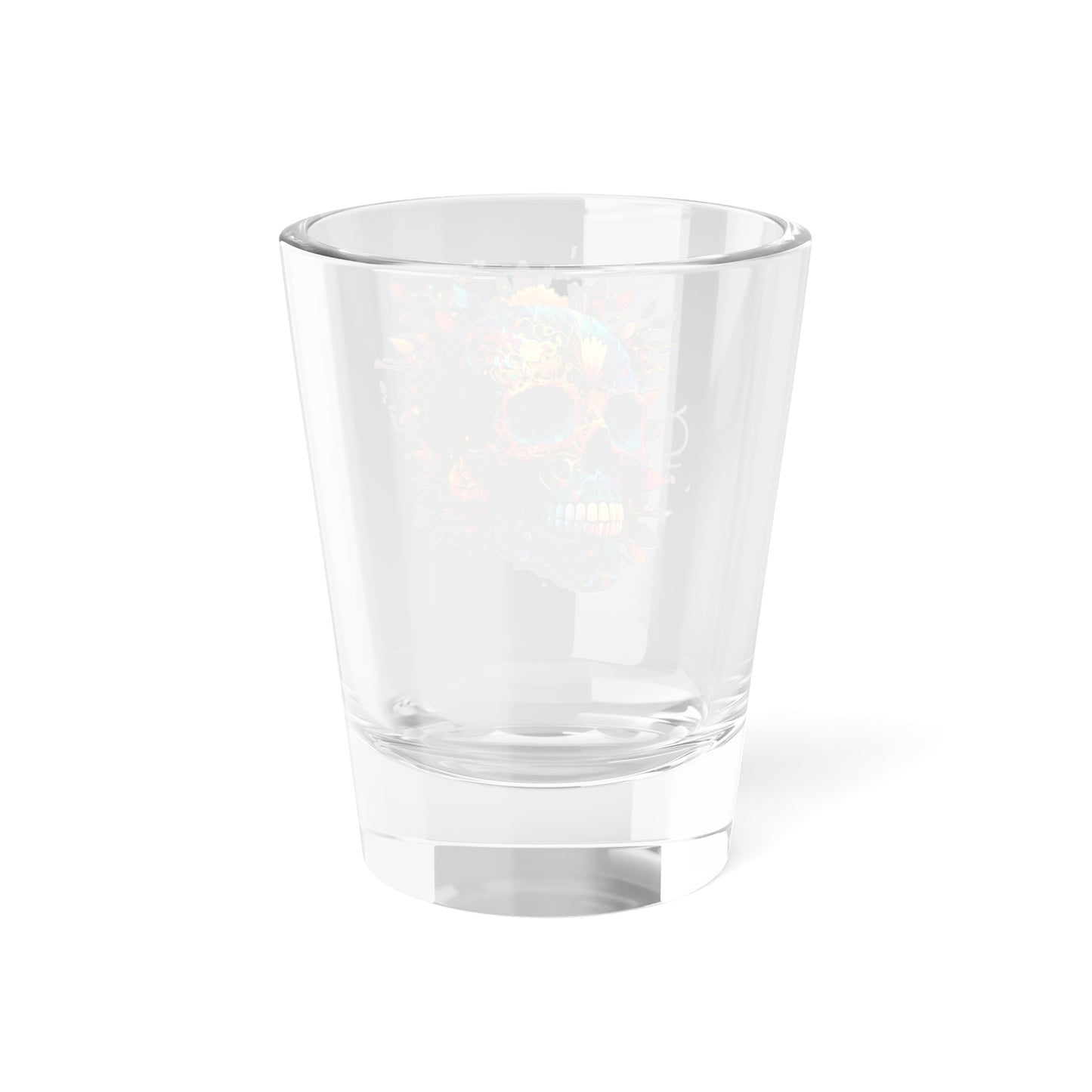 Blue Sugar Skull Shot Glass, 1.5oz