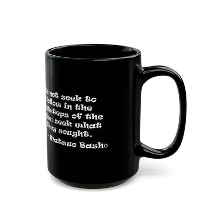 Autumn Samurai Black Mug - 11oz and 15oz with Quote by Matsuo Basho