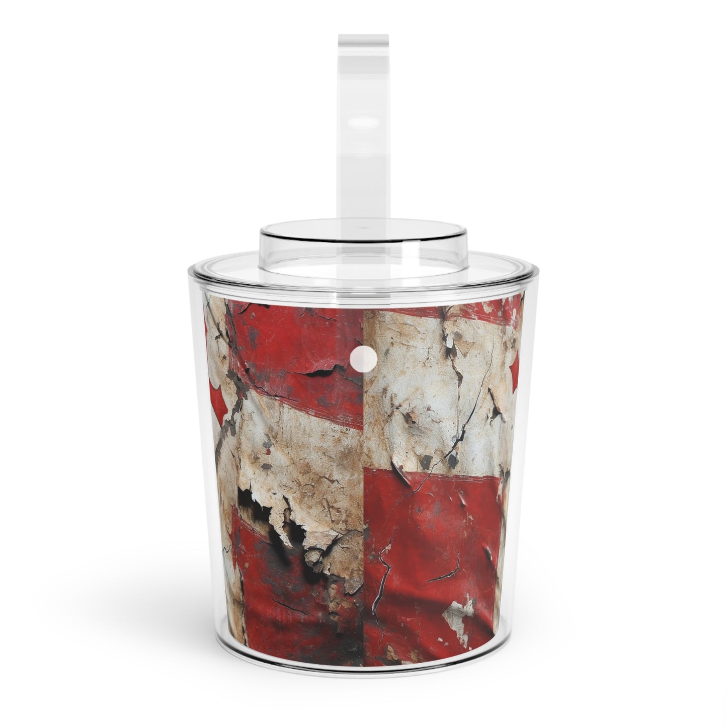 Distressed Templar Flag Ice Bucket with Tongs