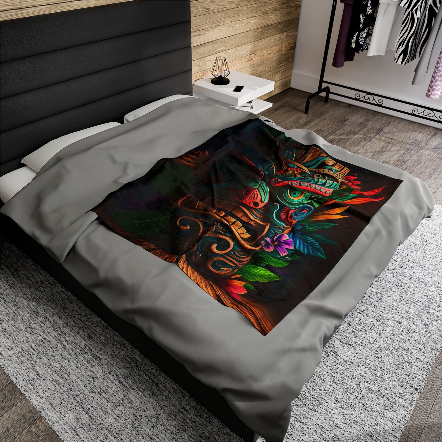 Tiki Idol Velveteen Plush Blanket