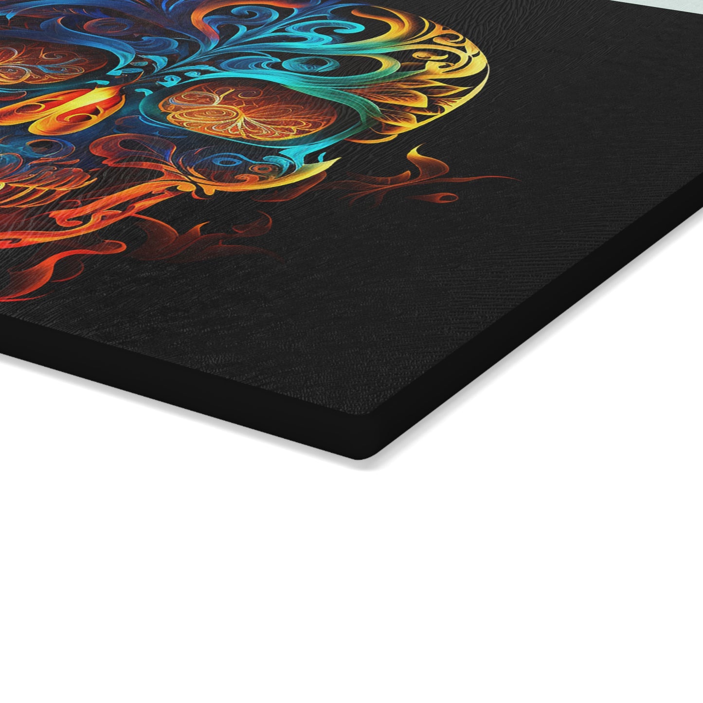 Elemental Flame Sugar Skull Glass Cutting Board