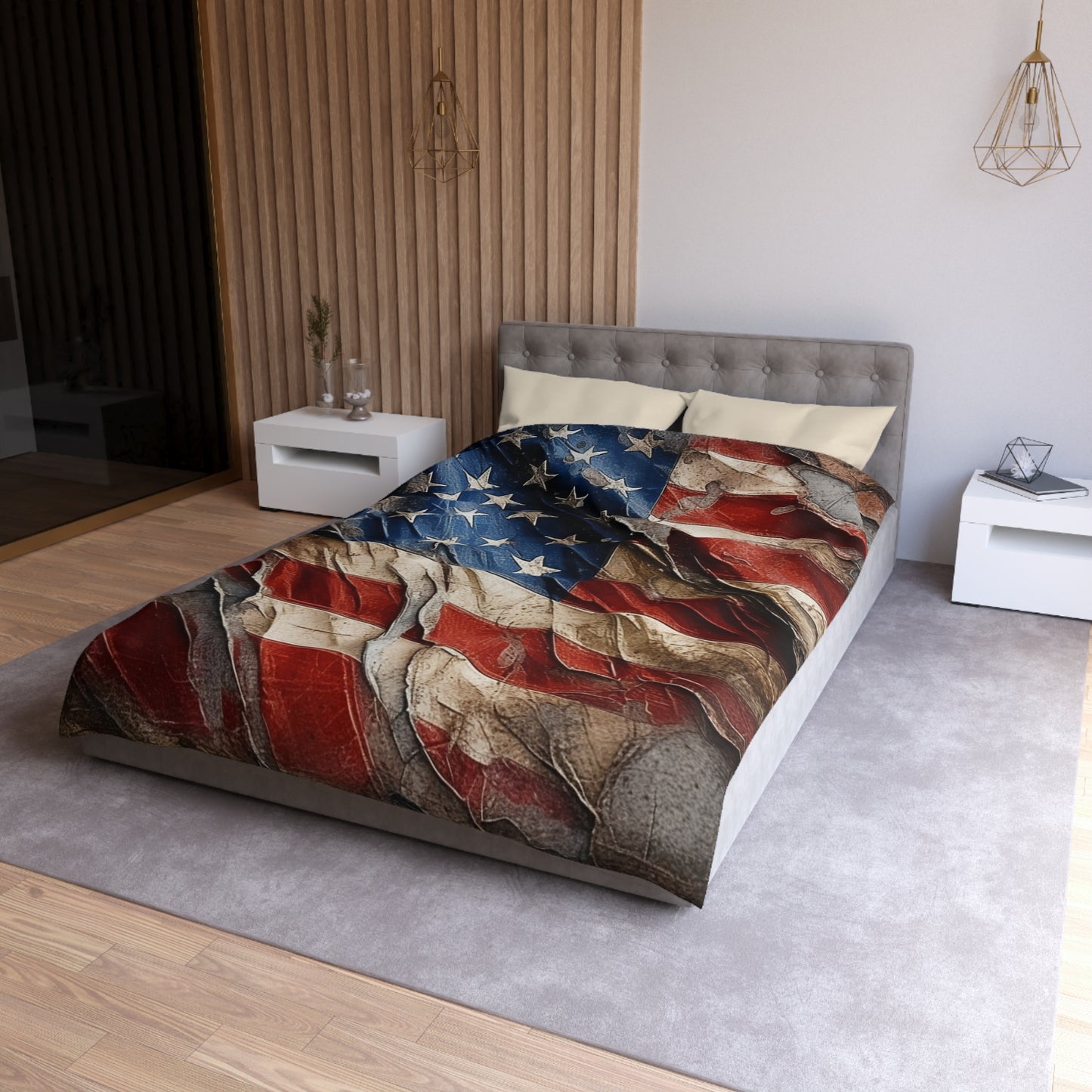 Distressed American Flag Microfiber Duvet Cover