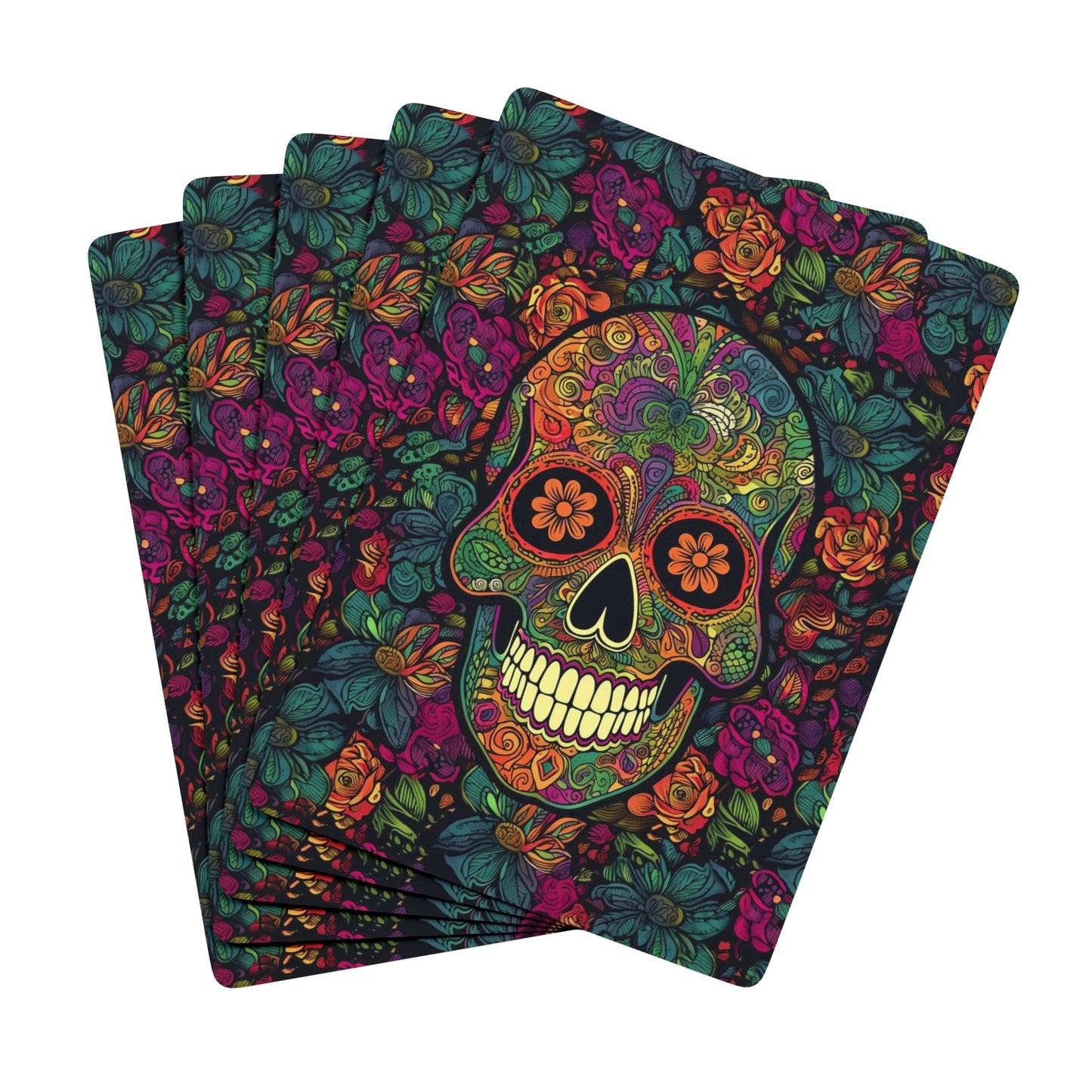 Retro Sugar Skull Poker Playing Cards