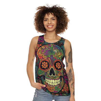 Retro Sugar Skull Unisex Tank Top