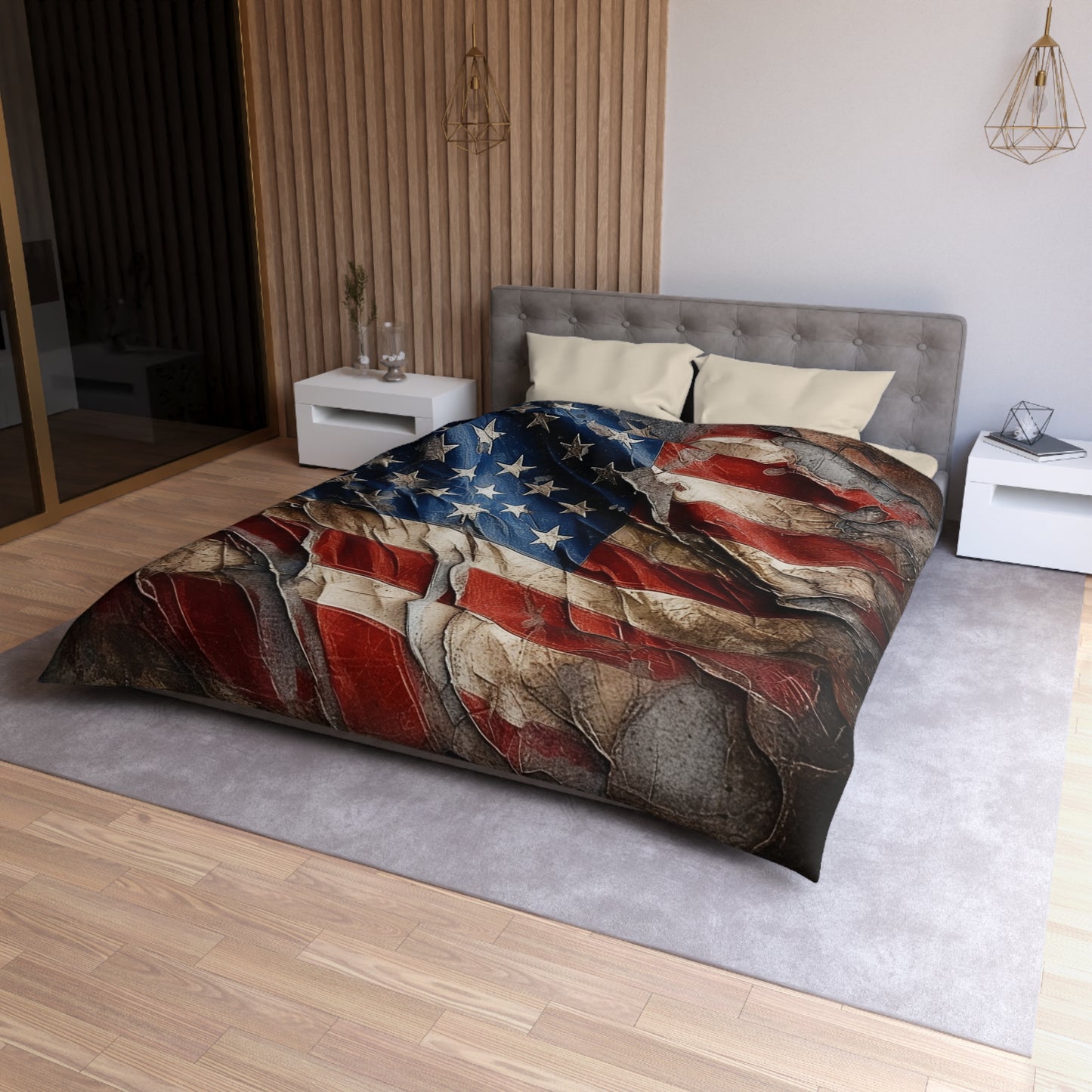 Distressed American Flag Microfiber Duvet Cover