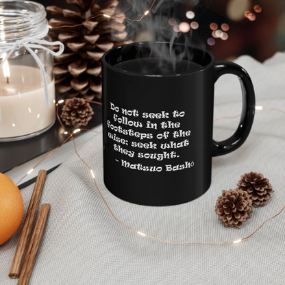 Autumn Samurai Black Mug - 11oz and 15oz with Quote by Matsuo Basho