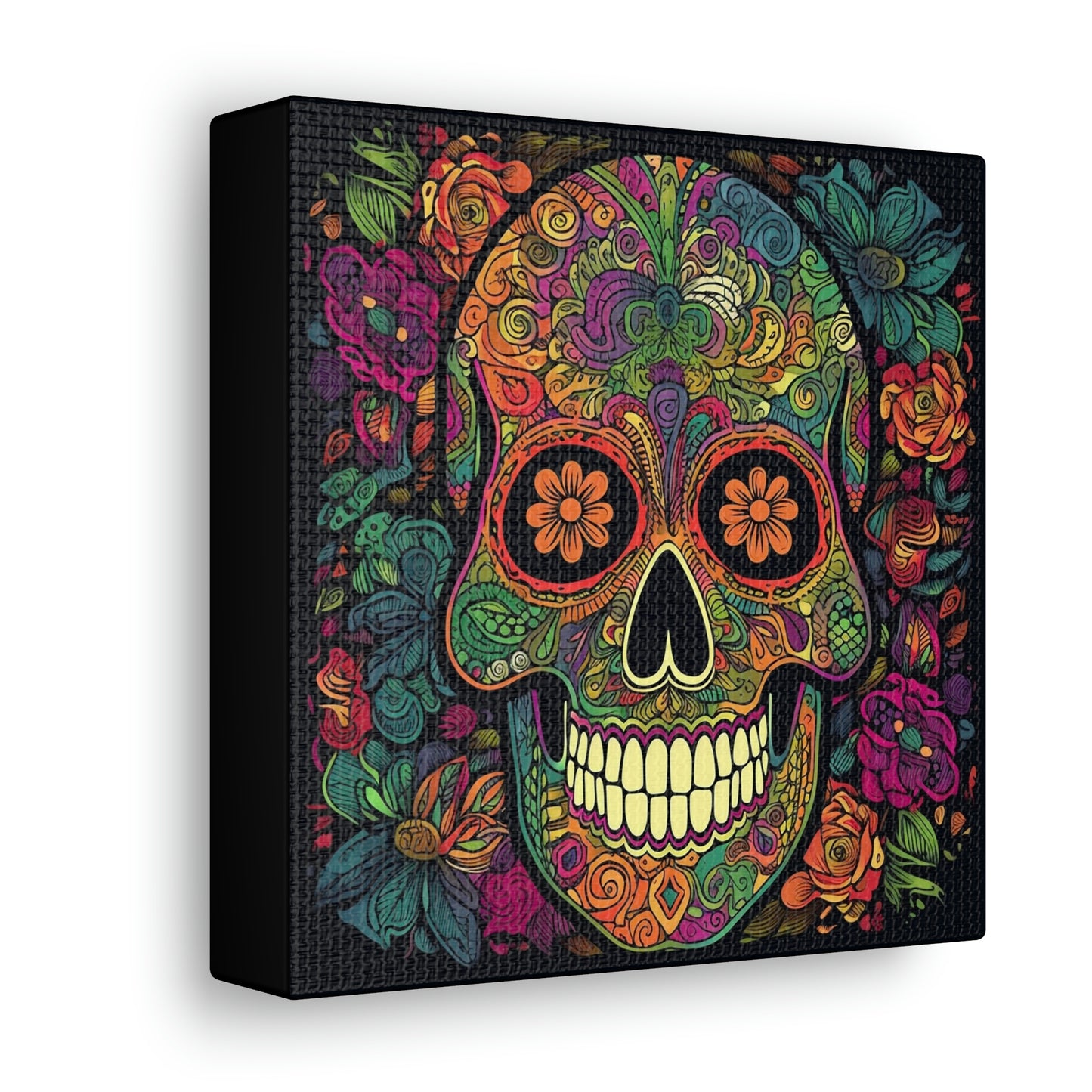 Retro Sugar Skull Canvas Gallery Wraps