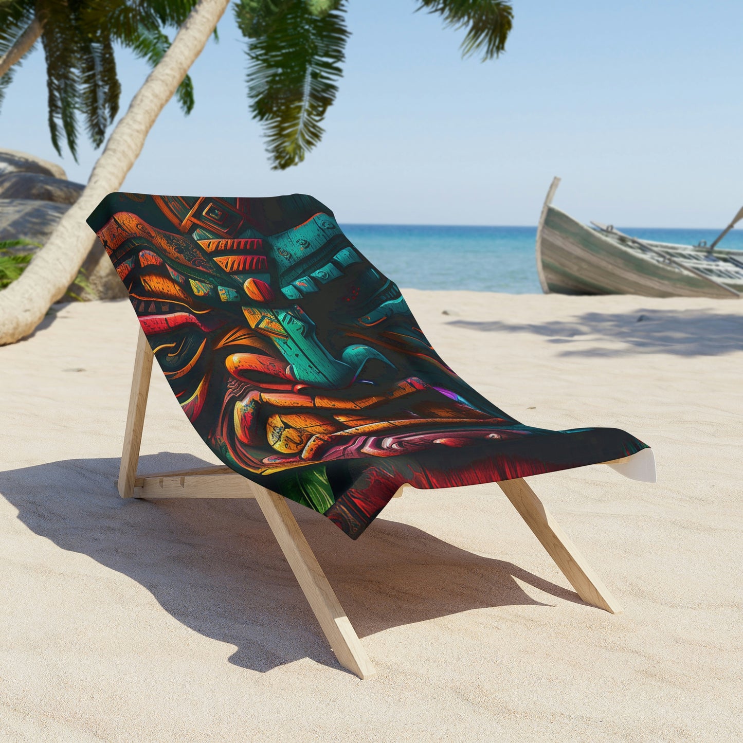 Two Face Tiki Beach Towel