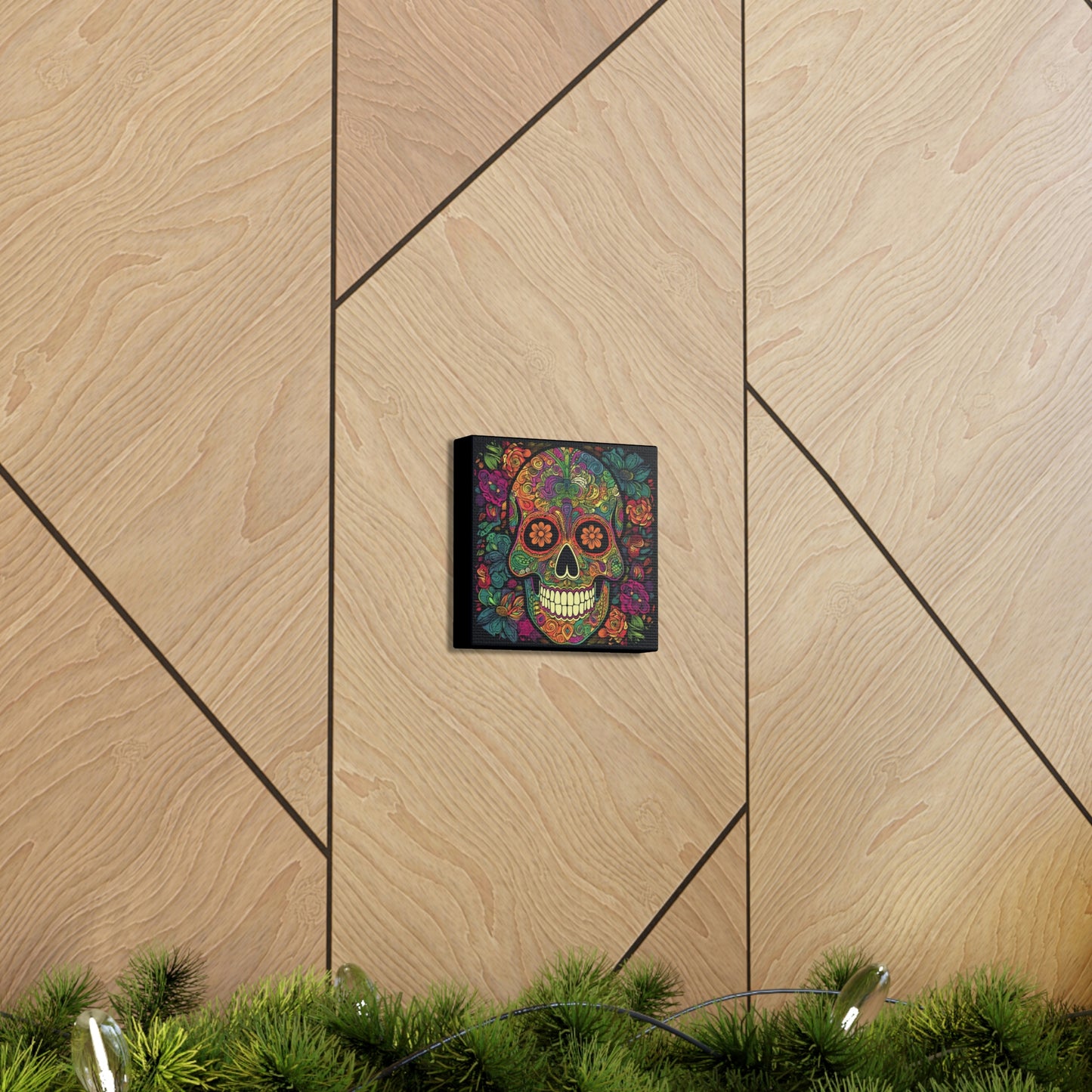 Retro Sugar Skull Canvas Gallery Wraps