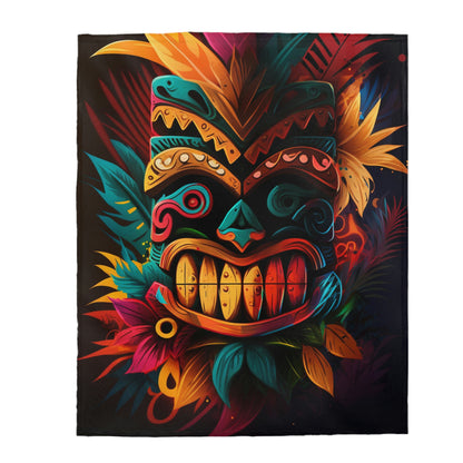 Feathered Tiki Velveteen Plush Blanket