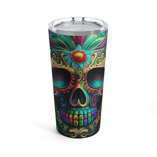 Flowered Sugar Skull Tumbler 20oz