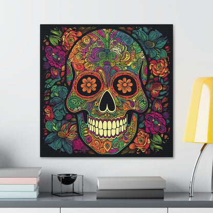 Retro Sugar Skull Canvas Gallery Wraps