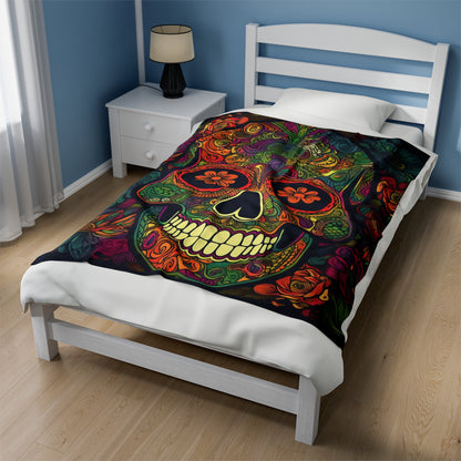 Retro Sugar Skull Velveteen Plush Blanket