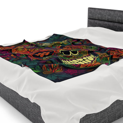 Retro Sugar Skull Velveteen Plush Blanket