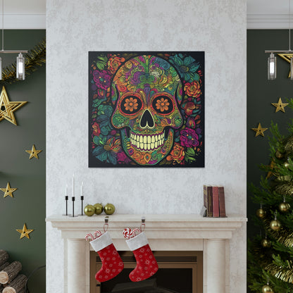 Retro Sugar Skull Canvas Gallery Wraps