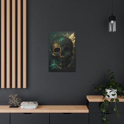 Green & Gold Skull Canvas Print