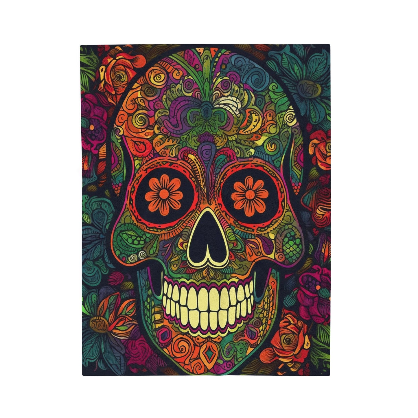 Retro Sugar Skull Velveteen Plush Blanket