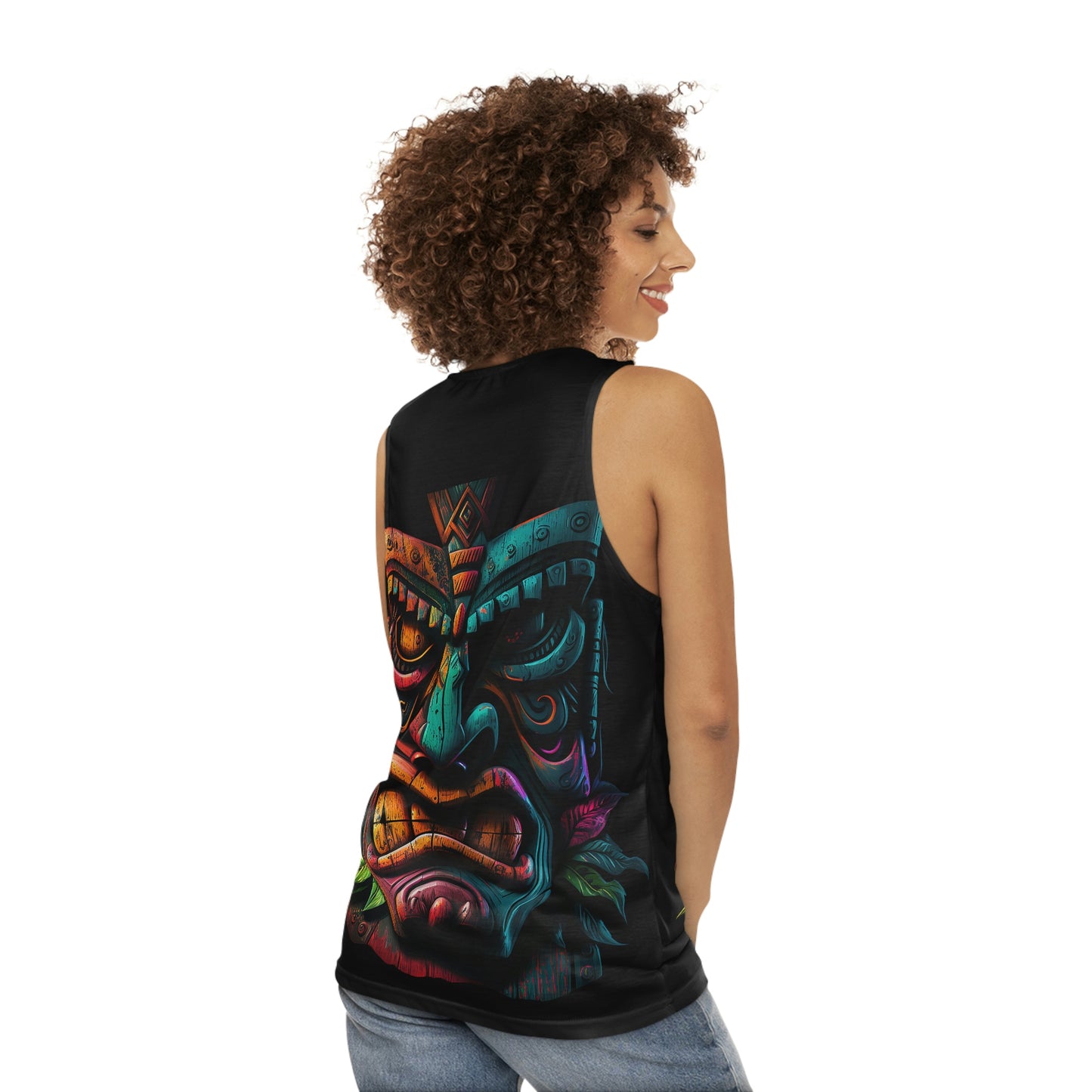 Two Face Tiki Unisex Tank Top (AOP)