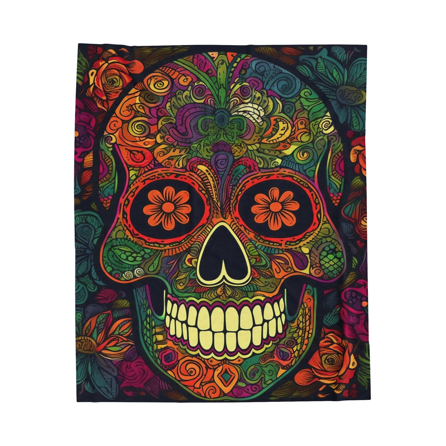 Retro Sugar Skull Velveteen Plush Blanket