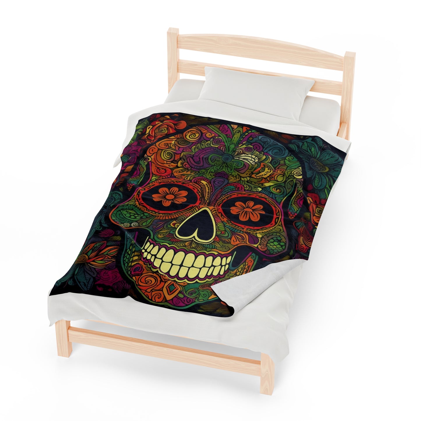 Retro Sugar Skull Velveteen Plush Blanket