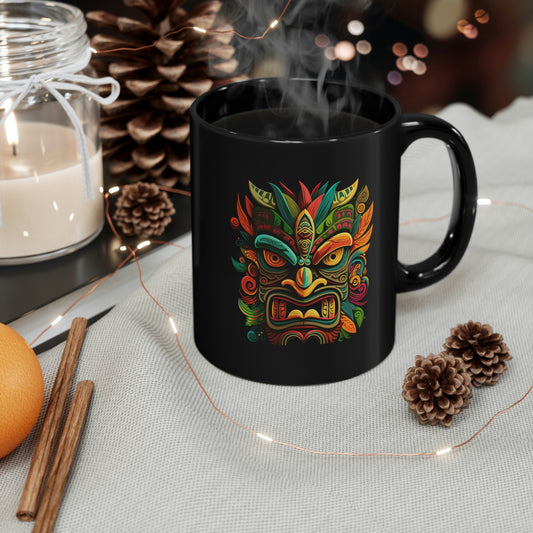 Horn Tiki 11oz Black Mug