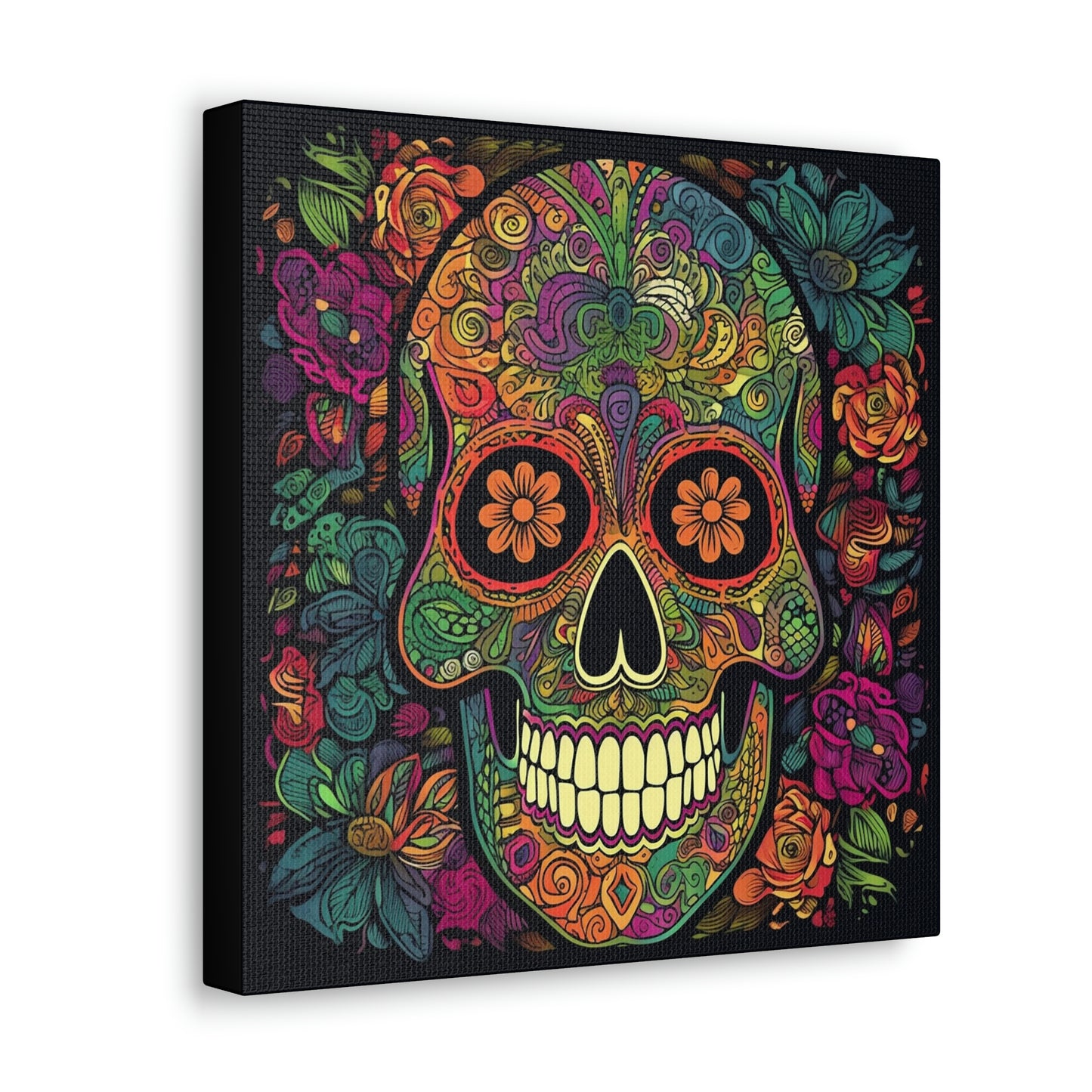 Retro Sugar Skull Canvas Gallery Wraps