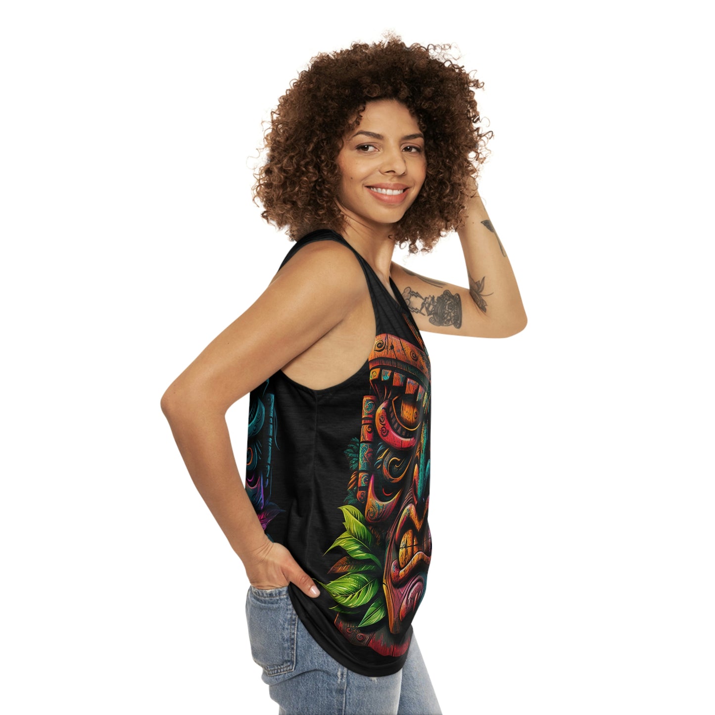 Two Face Tiki Unisex Tank Top (AOP)