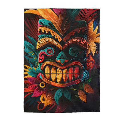 Feathered Tiki Velveteen Plush Blanket