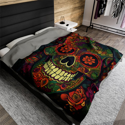 Retro Sugar Skull Velveteen Plush Blanket