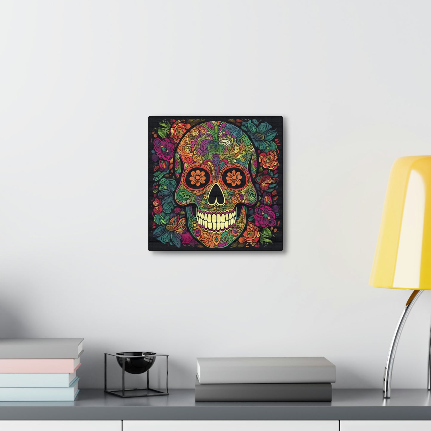 Retro Sugar Skull Canvas Gallery Wraps