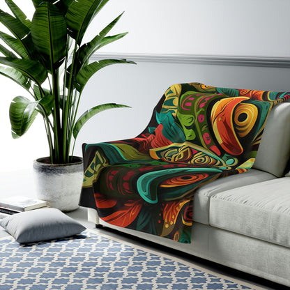 Horn Tiki Velveteen Plush Blanket