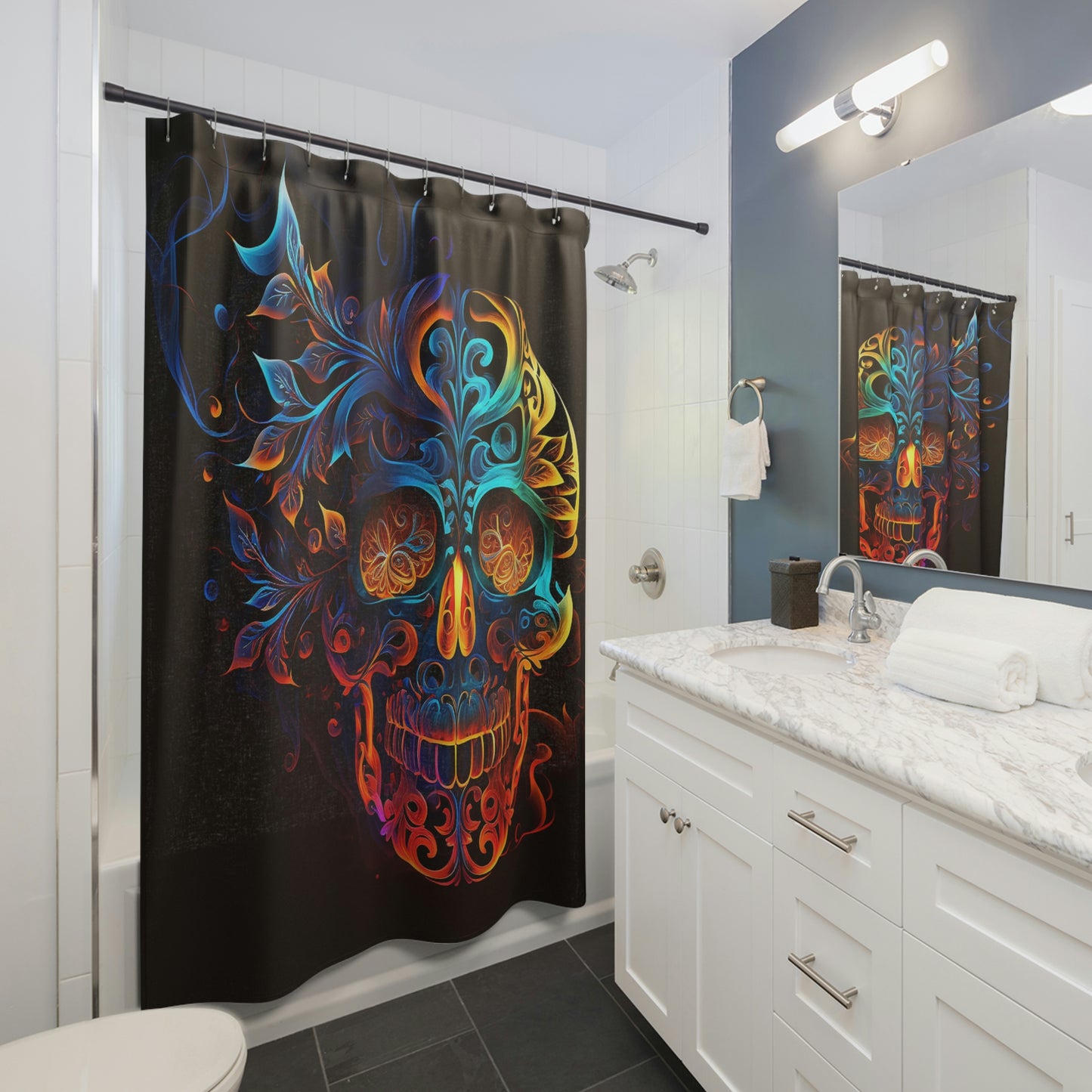 Elemental Flame Sugar Skull Shower Curtains