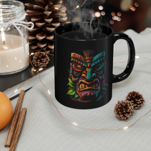 Two Face Tiki 11oz Black Mug