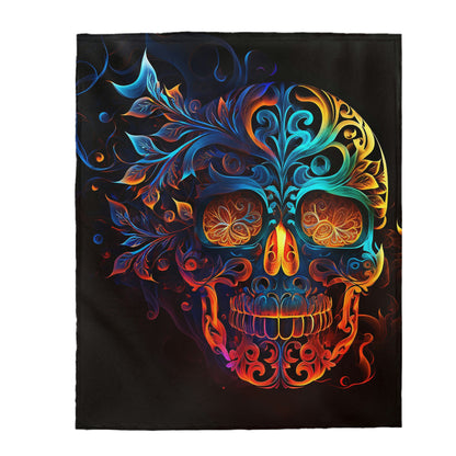 Elemental Flame Sugar Skull Velveteen Plush Blanket