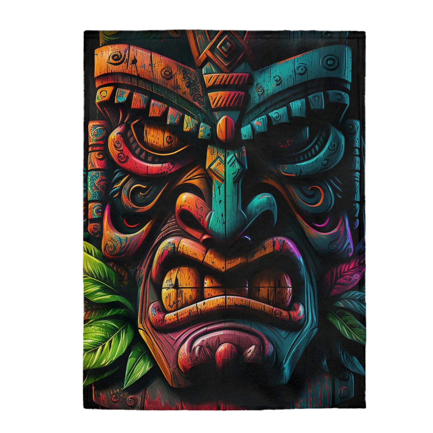 Two Face Tiki Velveteen Plush Blanket