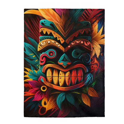 Feathered Tiki Velveteen Plush Blanket