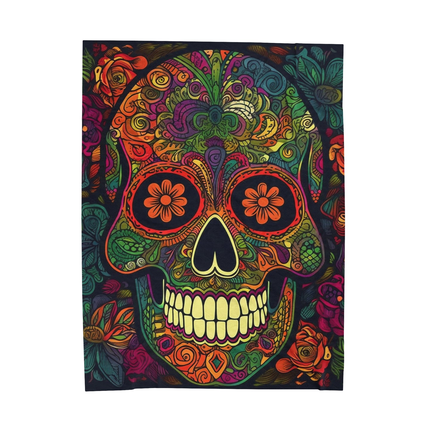 Retro Sugar Skull Velveteen Plush Blanket