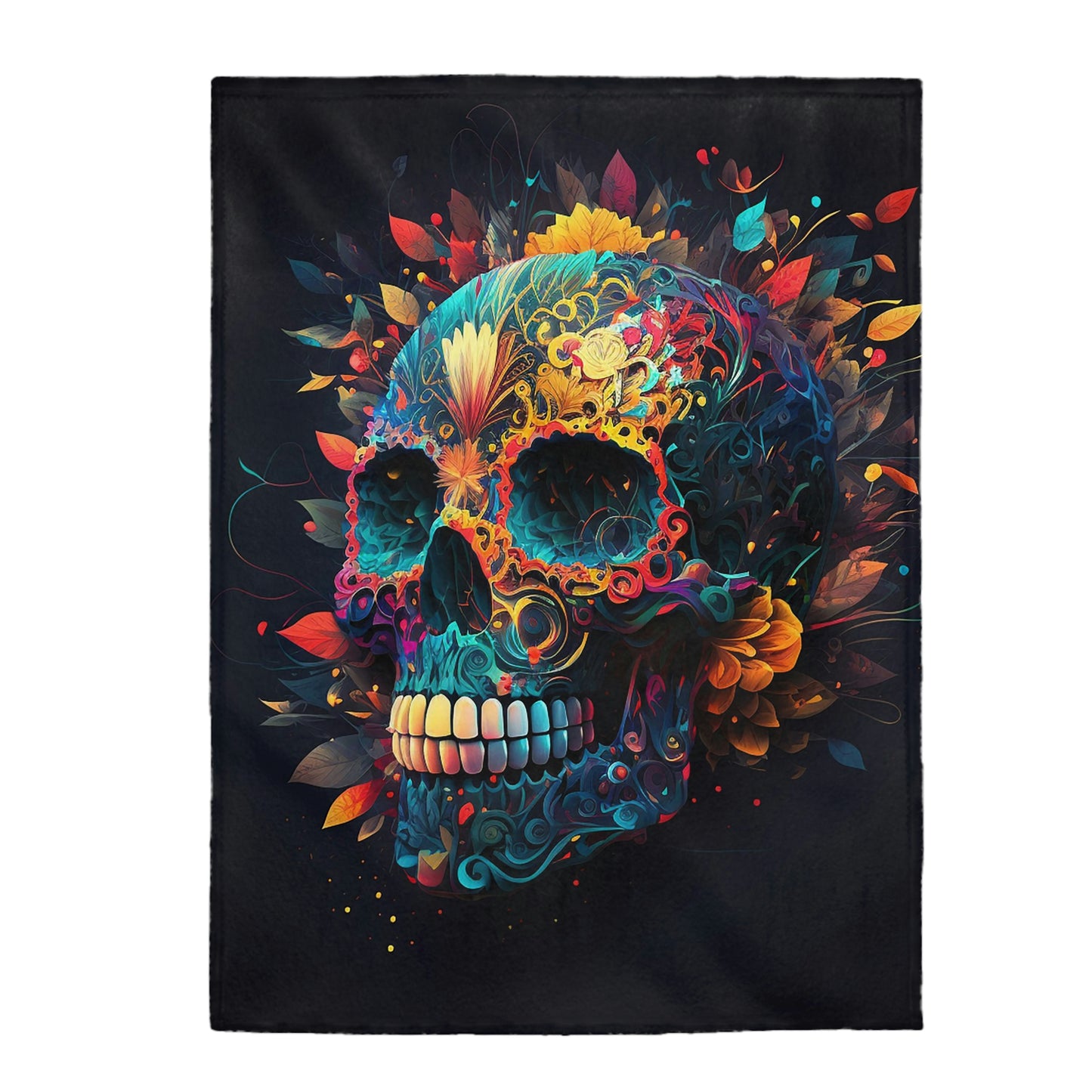 Blue Sugar Skull Velveteen Plush Blanket