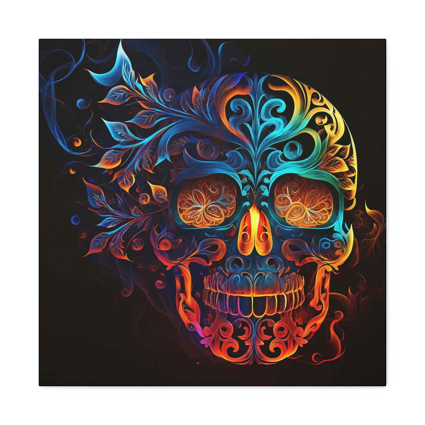Elemental Flame Sugar Skull Canvas Gallery Wraps