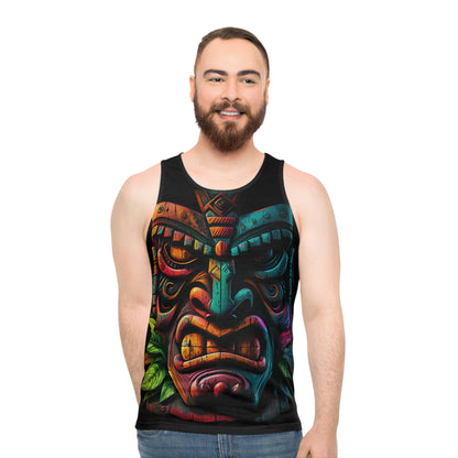 Two Face Tiki Unisex Tank Top (AOP)