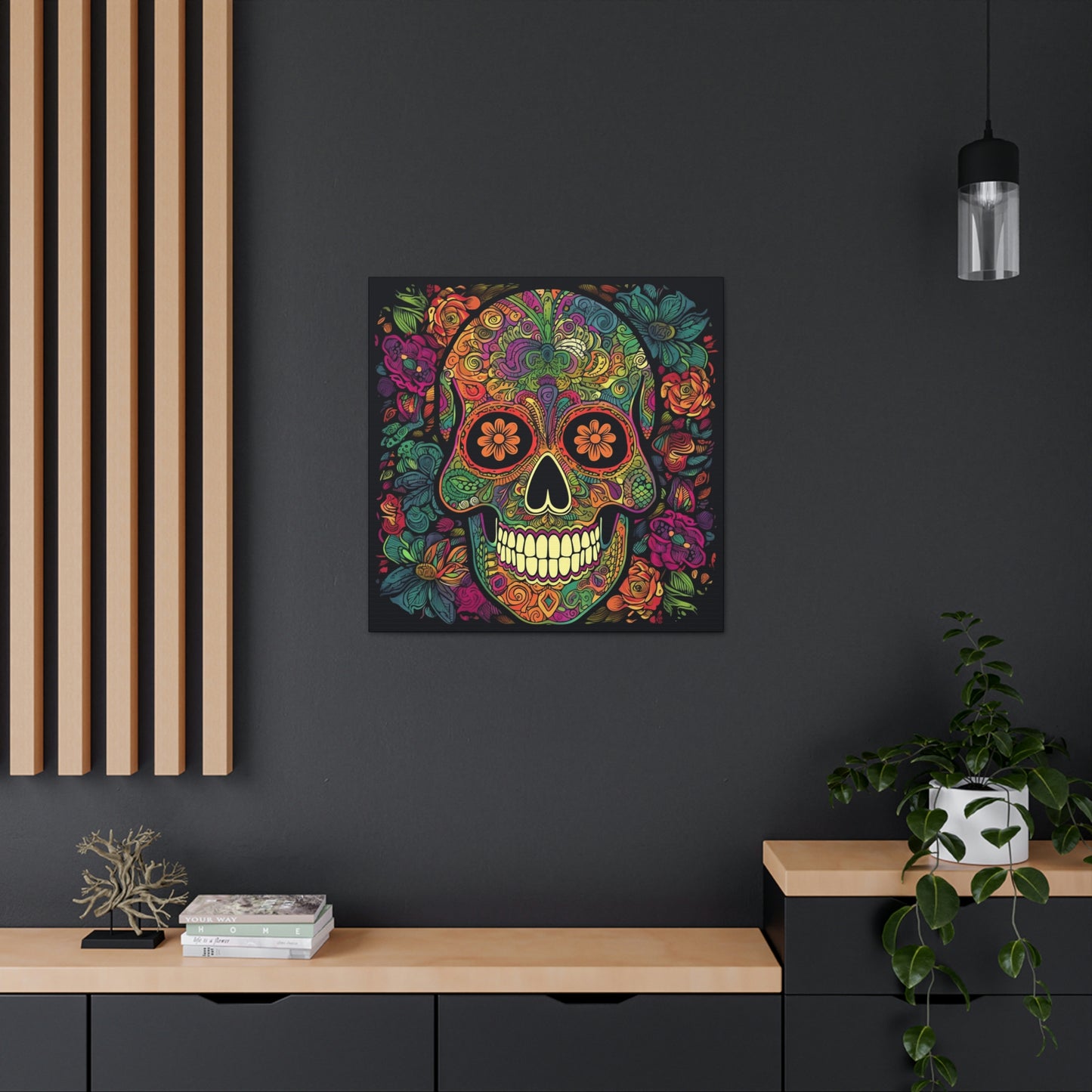 Retro Sugar Skull Canvas Gallery Wraps