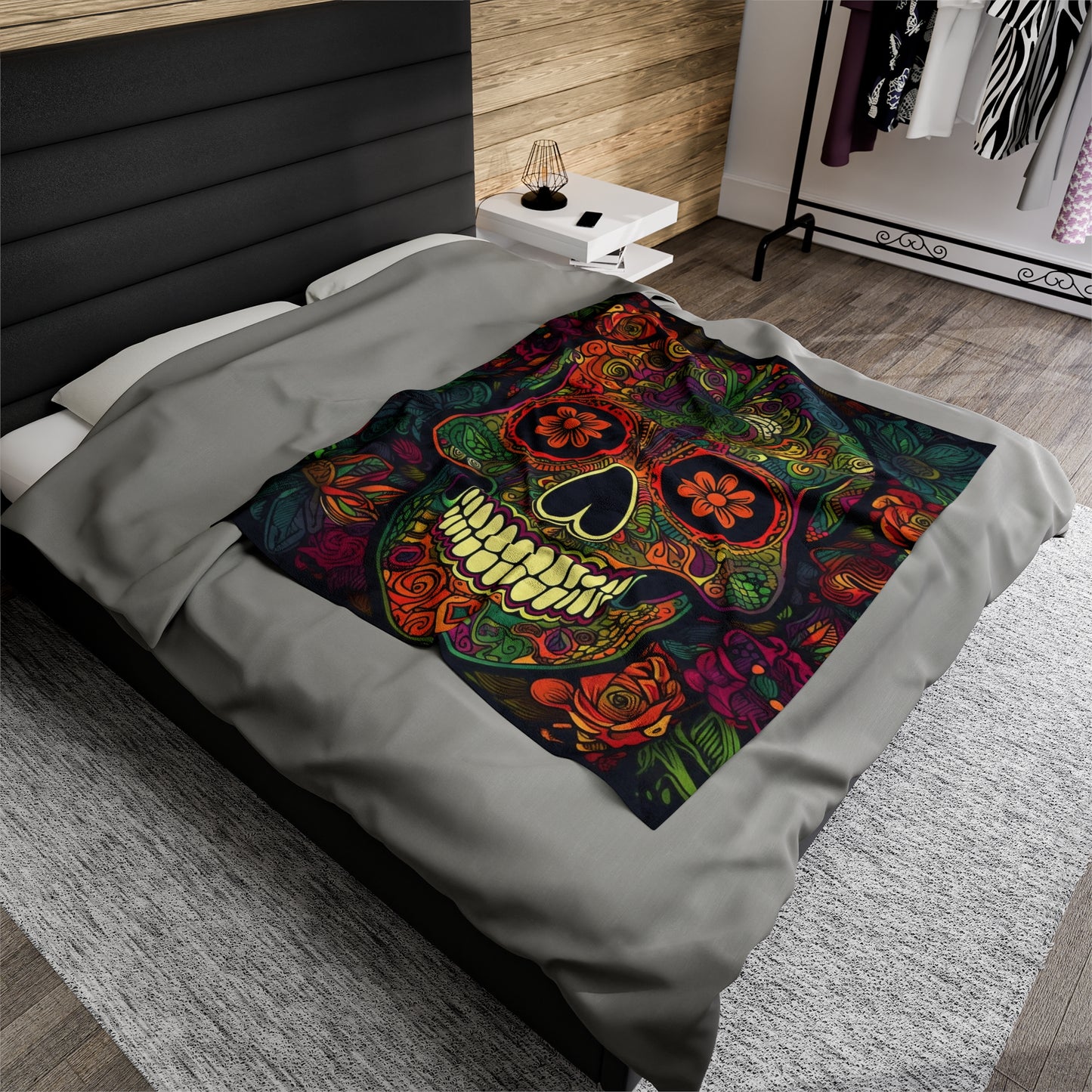 Retro Sugar Skull Velveteen Plush Blanket