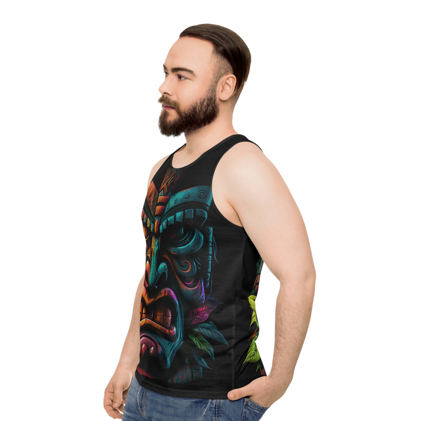 Two Face Tiki Unisex Tank Top (AOP)