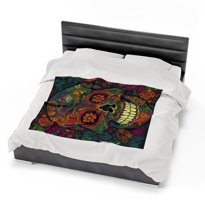 Retro Sugar Skull Velveteen Plush Blanket