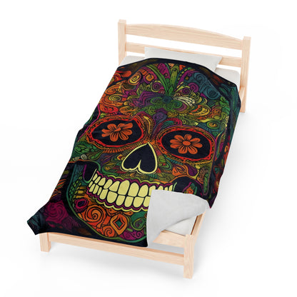 Retro Sugar Skull Velveteen Plush Blanket