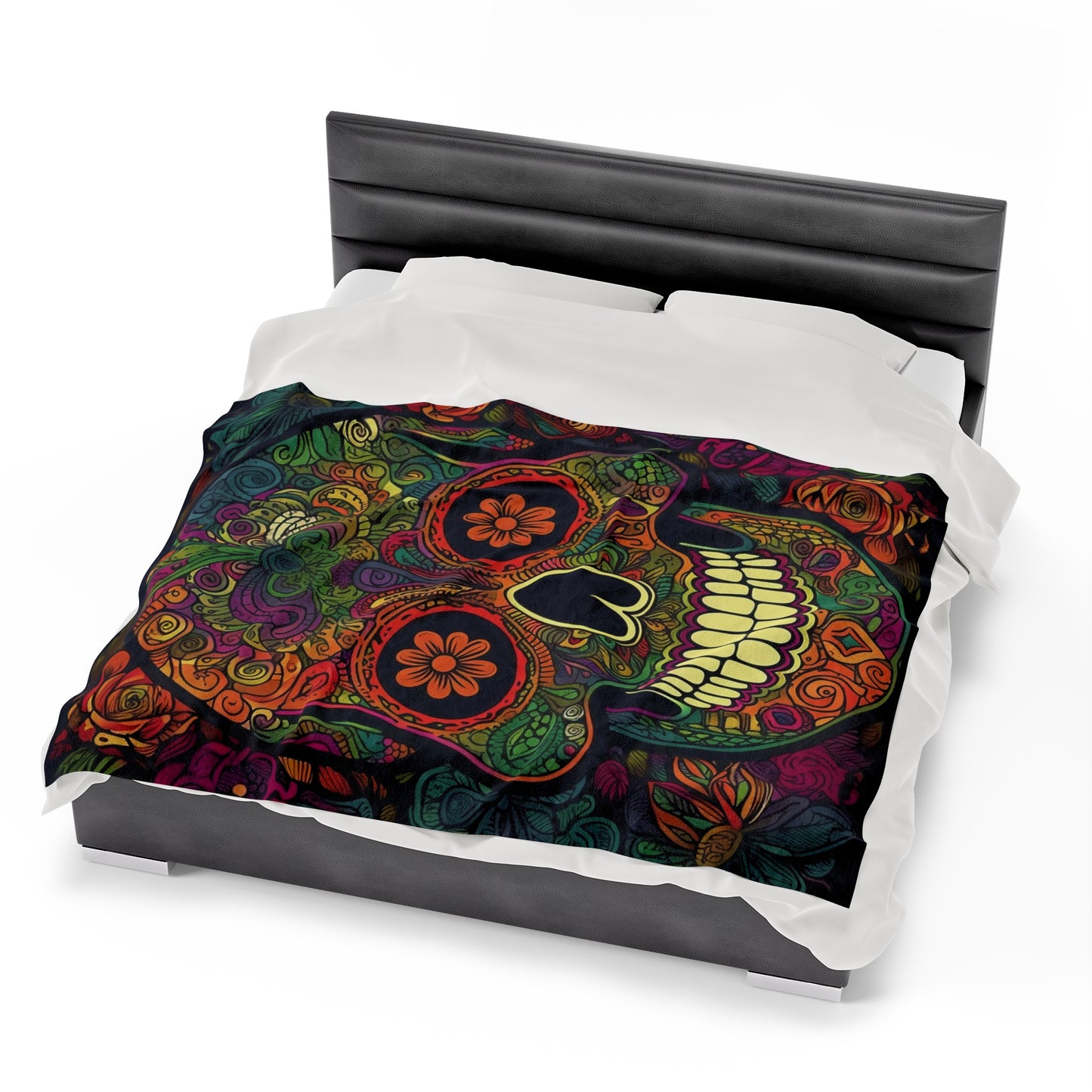 Retro Sugar Skull Velveteen Plush Blanket